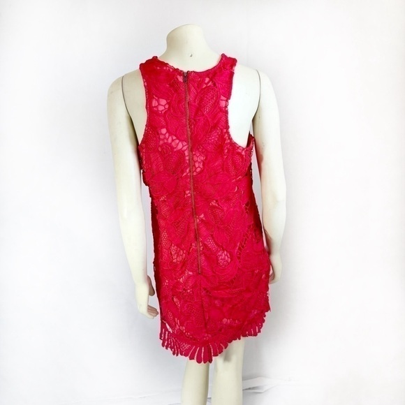 Lovers + Friends Red Crochet Lace Flapper Shift Cocktail Dress Size S - Picture 5 of 8